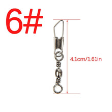 Load image into Gallery viewer, 50pcs/Lot Stainless Steel Fishing Connector Pin Bearing Rolling Swivel 1#2#4#6#8#10#12#14# Lure Tackle FishHook Accessorries