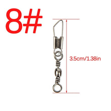 Load image into Gallery viewer, 50pcs/Lot Stainless Steel Fishing Connector Pin Bearing Rolling Swivel 1#2#4#6#8#10#12#14# Lure Tackle FishHook Accessorries