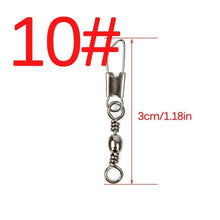 Load image into Gallery viewer, 50pcs/Lot Stainless Steel Fishing Connector Pin Bearing Rolling Swivel 1#2#4#6#8#10#12#14# Lure Tackle FishHook Accessorries
