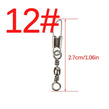 Load image into Gallery viewer, 50pcs/Lot Stainless Steel Fishing Connector Pin Bearing Rolling Swivel 1#2#4#6#8#10#12#14# Lure Tackle FishHook Accessorries