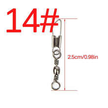 Load image into Gallery viewer, 50pcs/Lot Stainless Steel Fishing Connector Pin Bearing Rolling Swivel 1#2#4#6#8#10#12#14# Lure Tackle FishHook Accessorries