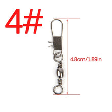 Load image into Gallery viewer, 50pcs/Lot Stainless Steel Fishing Connector Pin Bearing Rolling Swivel 1#2#4#6#8#10#12#14# Lure Tackle FishHook Accessorries