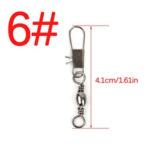 Load image into Gallery viewer, 50pcs/Lot Stainless Steel Fishing Connector Pin Bearing Rolling Swivel 1#2#4#6#8#10#12#14# Lure Tackle FishHook Accessorries