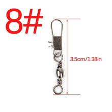 Load image into Gallery viewer, 50pcs/Lot Stainless Steel Fishing Connector Pin Bearing Rolling Swivel 1#2#4#6#8#10#12#14# Lure Tackle FishHook Accessorries