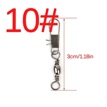 Load image into Gallery viewer, 50pcs/Lot Stainless Steel Fishing Connector Pin Bearing Rolling Swivel 1#2#4#6#8#10#12#14# Lure Tackle FishHook Accessorries