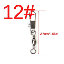 Load image into Gallery viewer, 50pcs/Lot Stainless Steel Fishing Connector Pin Bearing Rolling Swivel 1#2#4#6#8#10#12#14# Lure Tackle FishHook Accessorries