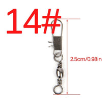 Load image into Gallery viewer, 50pcs/Lot Stainless Steel Fishing Connector Pin Bearing Rolling Swivel 1#2#4#6#8#10#12#14# Lure Tackle FishHook Accessorries