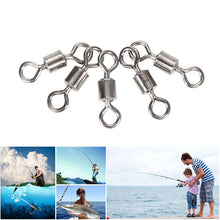 Load image into Gallery viewer, 50pcs Fishing Swivels Rolling Connector High Quality 8 Word  Solid Ring Fish Tool Link Fishing Button Sea Fishing Hook Connector