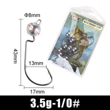 Load image into Gallery viewer, 1pack Lead Jig Head 3.5g/5g/7g/10g Barbed Hook 1/0# 2/0# 3/0# Fishing Hooks Soft Lure Jigging Worm Sharp HookBass Fishing Lure