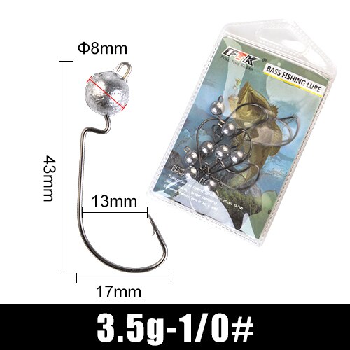 1pack Lead Jig Head 3.5g/5g/7g/10g Barbed Hook 1/0# 2/0# 3/0# Fishing Hooks Soft Lure Jigging Worm Sharp HookBass Fishing Lure