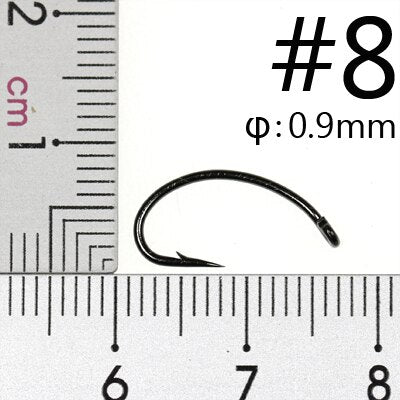 100PCS Fly Tying Hook Nymph Bug Shrimp Scud Pupae Larvae Caddis Flies Fishing Hooks #8~#16