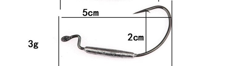 Fishing Soft Worm Hook With Lead Wide Belly Black Nickel Soft Lures Hooks Grub Texas Rig Barbed Fishhook Cylinder Lead Sinker