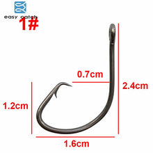 Load image into Gallery viewer, Easy Catch 20pcs 7381 Black Offset Sport Circle Bait Fishing Hook Size 1 2 4 6 1/0 2/0 3/0 4/0 5/0 6/0 7/0 8/0 9/0 10/0