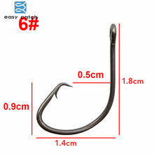 Load image into Gallery viewer, Easy Catch 20pcs 7381 Black Offset Sport Circle Bait Fishing Hook Size 1 2 4 6 1/0 2/0 3/0 4/0 5/0 6/0 7/0 8/0 9/0 10/0