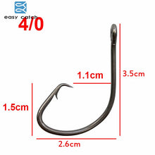 Load image into Gallery viewer, Easy Catch 20pcs 7381 Black Offset Sport Circle Bait Fishing Hook Size 1 2 4 6 1/0 2/0 3/0 4/0 5/0 6/0 7/0 8/0 9/0 10/0