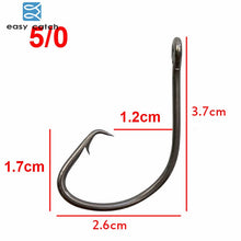 Load image into Gallery viewer, Easy Catch 20pcs 7381 Black Offset Sport Circle Bait Fishing Hook Size 1 2 4 6 1/0 2/0 3/0 4/0 5/0 6/0 7/0 8/0 9/0 10/0