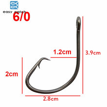 Load image into Gallery viewer, Easy Catch 20pcs 7381 Black Offset Sport Circle Bait Fishing Hook Size 1 2 4 6 1/0 2/0 3/0 4/0 5/0 6/0 7/0 8/0 9/0 10/0