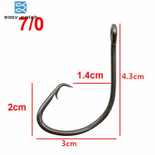 Load image into Gallery viewer, Easy Catch 20pcs 7381 Black Offset Sport Circle Bait Fishing Hook Size 1 2 4 6 1/0 2/0 3/0 4/0 5/0 6/0 7/0 8/0 9/0 10/0