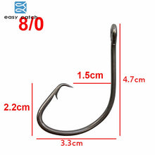 Load image into Gallery viewer, Easy Catch 20pcs 7381 Black Offset Sport Circle Bait Fishing Hook Size 1 2 4 6 1/0 2/0 3/0 4/0 5/0 6/0 7/0 8/0 9/0 10/0