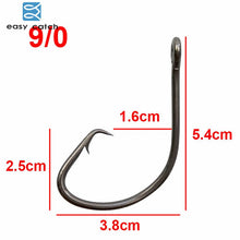 Load image into Gallery viewer, Easy Catch 20pcs 7381 Black Offset Sport Circle Bait Fishing Hook Size 1 2 4 6 1/0 2/0 3/0 4/0 5/0 6/0 7/0 8/0 9/0 10/0