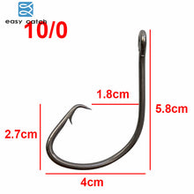 Load image into Gallery viewer, Easy Catch 20pcs 7381 Black Offset Sport Circle Bait Fishing Hook Size 1 2 4 6 1/0 2/0 3/0 4/0 5/0 6/0 7/0 8/0 9/0 10/0