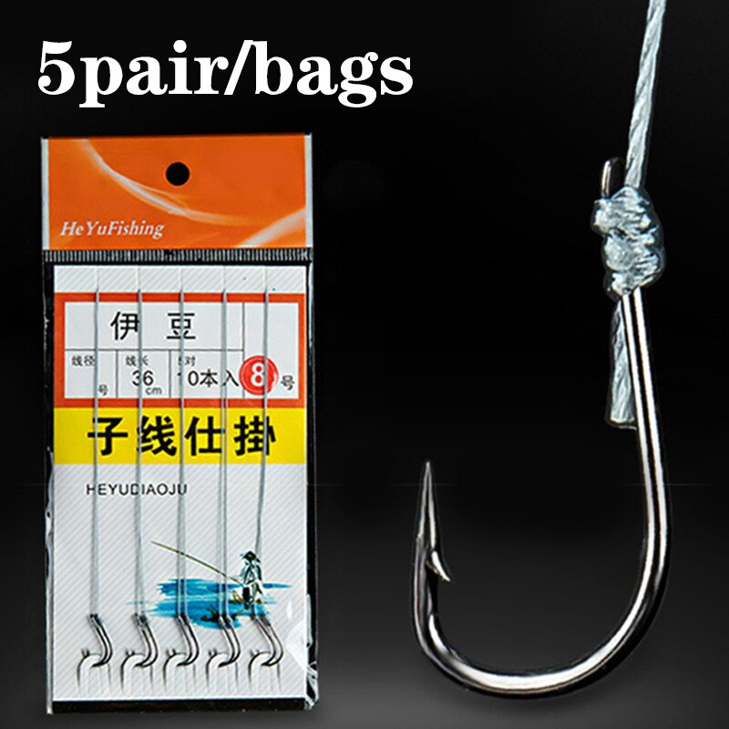 5 Pair PE Line Fishing Hooks with 2  High Carbon Steel Hooks Rigs Swivel Fishing Lures Pesca String Hooks 1#-12#
