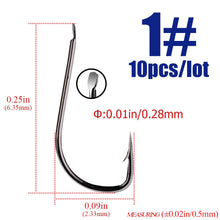 Load image into Gallery viewer, 10pcs/lots black Sode Barbed  Fishing Hooks Circle High Carbon Steel Sharpened Bait Tackle Strong gamakatsu