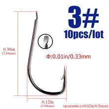 Load image into Gallery viewer, 10pcs/lots black Sode Barbed  Fishing Hooks Circle High Carbon Steel Sharpened Bait Tackle Strong gamakatsu