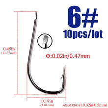 Load image into Gallery viewer, 10pcs/lots black Sode Barbed  Fishing Hooks Circle High Carbon Steel Sharpened Bait Tackle Strong gamakatsu