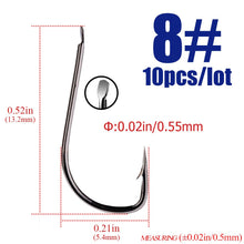 Load image into Gallery viewer, 10pcs/lots black Sode Barbed  Fishing Hooks Circle High Carbon Steel Sharpened Bait Tackle Strong gamakatsu