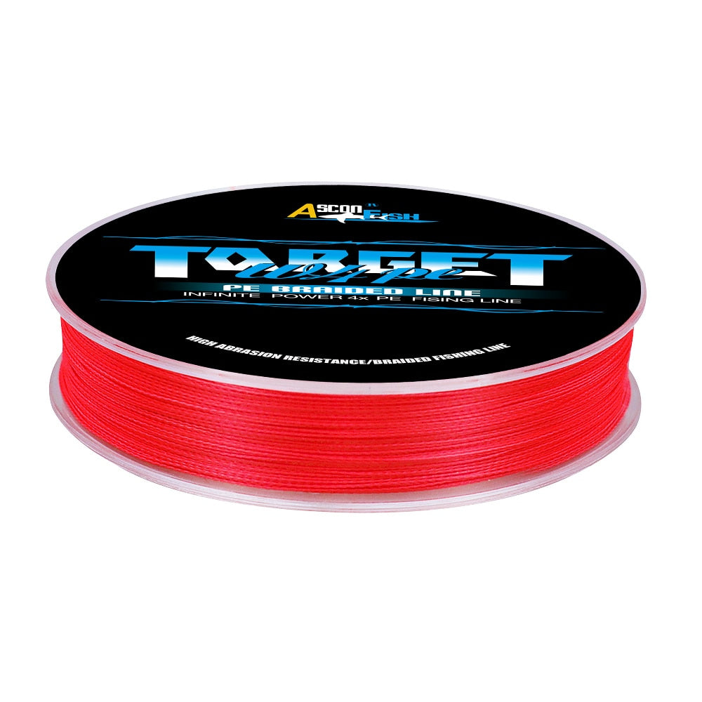 Super never faded Red 100M 300M pe braided fishing line 4 Strands fishing cord thread  ice sea carp fishing 2-100LB 0.06-0.55mm