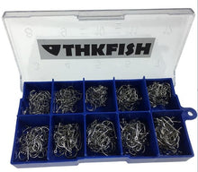 Load image into Gallery viewer, 500 Pcs #3-#12 Silver Black Gold Freshwater Fishing Hooks Carp Fishhooks Barbed Hooks Kit Jigging Bait Carp Fishing Hook