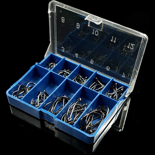 100Pcs/lot  fishing hooks High carbon steel Black Bait Holder Fish Hook Set High quality barbed fishing hooks stainless steel