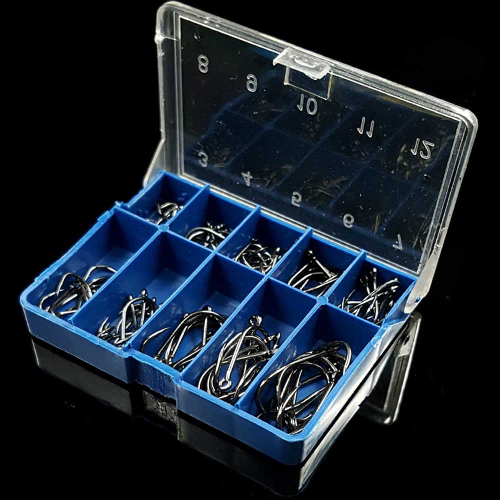 100Pcs/lot  fishing hooks High carbon steel Black Bait Holder Fish Hook Set High quality barbed fishing hooks stainless steel