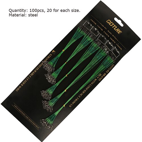 Goture 60/100pcs Fishing Line With Fishhook Swivel Snap Steel Wire Leader Trace Lures Leash Spinning Expert