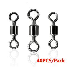 Load image into Gallery viewer, 10-50PCS Fishing Swivel Sizes Solid Connector Ball Bearing  Snap Fishing Swivels Rolling  Stainless Steel Beads