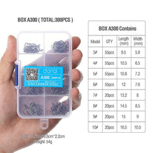 Load image into Gallery viewer, DONQL 300pcs/Box High Carbon Steel Fishing hooks Mixed Size Barbed jig hook Carp Fishing Jig Head for Fly fishing Accessories