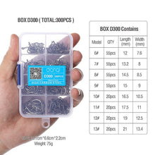 Load image into Gallery viewer, DONQL 300pcs/Box High Carbon Steel Fishing hooks Mixed Size Barbed jig hook Carp Fishing Jig Head for Fly fishing Accessories