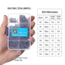Load image into Gallery viewer, DONQL 300pcs/Box High Carbon Steel Fishing hooks Mixed Size Barbed jig hook Carp Fishing Jig Head for Fly fishing Accessories