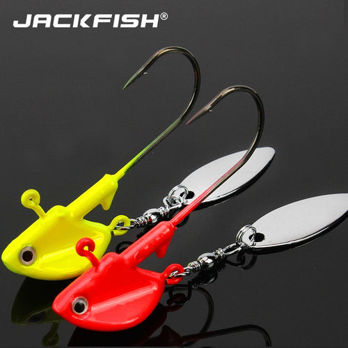 JACKFISH 1PCS metal Head Hooks 6g 10g 14g Lead Head Hook Lure Hook Jig Head Artificial sequins Multicolor Fishing Tackle Hooks